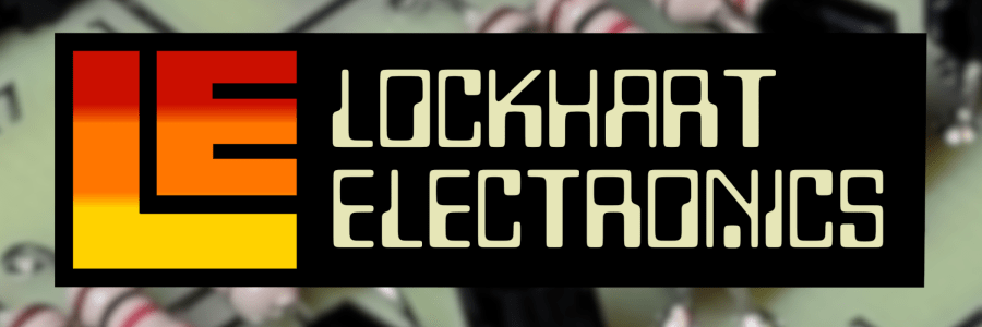 Lockhart Electronics logo superimposed over a circuit board