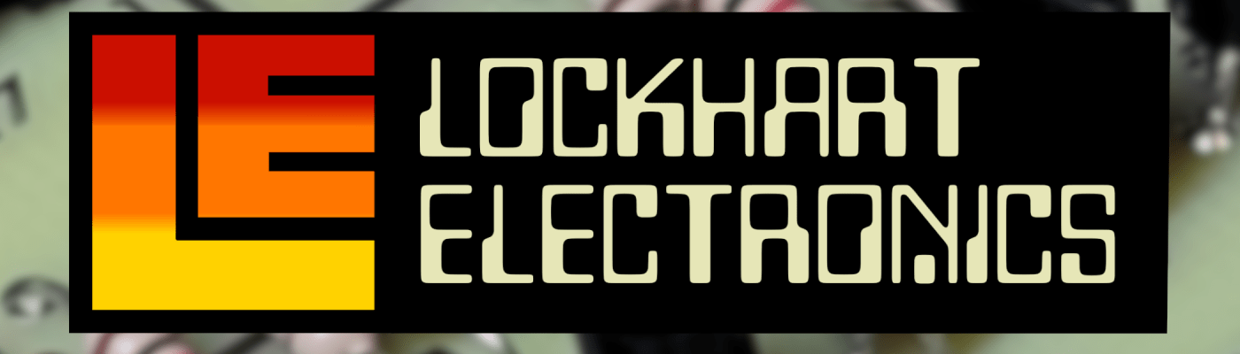 Lockhart Electronics logo superimposed over a circuit board